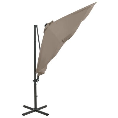 vidaXL Konzolový slunečník s tyčí a LED světly taupe 300 cm