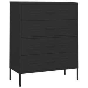 vidaXL Komoda se z&aacute;suvkami čern&aacute; 80 x 35 x 101,5 cm ocel