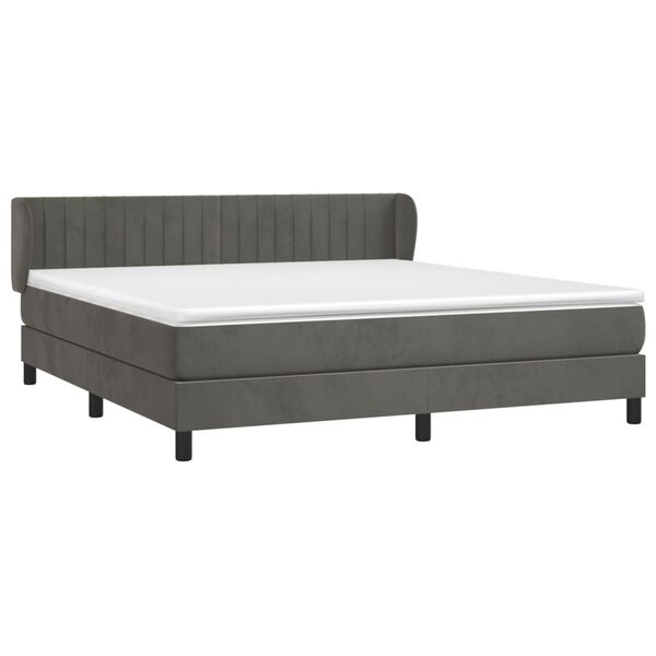vidaXL Box spring postel s matrac&iacute; tmavě &scaron;ed&aacute; 160x200 cm samet