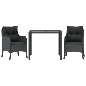 vidaXL 3d&iacute;ln&yacute; zahradn&iacute; j&iacute;deln&iacute; set s podu&scaron;kami čern&yacute; polyratan