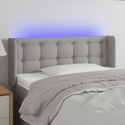 vidaXL Čelo postele s LED světle šedé 83 x 16 x 78/88 cm textil