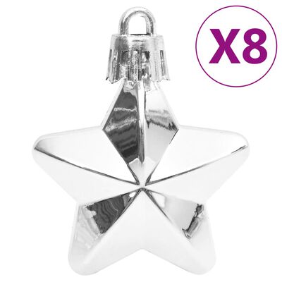 vidaXL 111dílná sada vánočních ozdob stříbrná polystyren