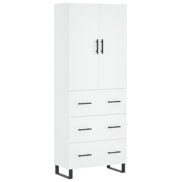 vidaXL Skř&iacute;ň highboard b&iacute;l&aacute; 69,5 x 34 x 180 cm kompozitn&iacute; dřevo