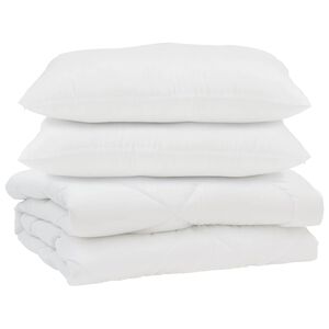 vidaXL Přikr&yacute;vka s pol&scaron;t&aacute;řem 3 pcs B&iacute;l&aacute; Mikrovl&aacute;kno