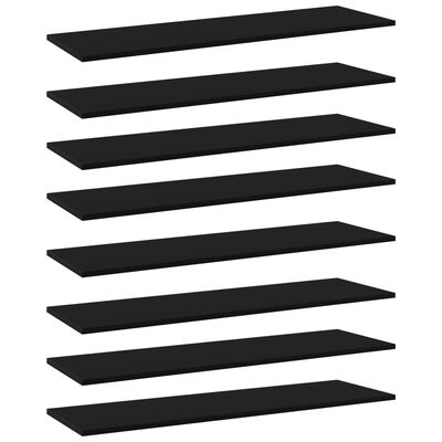 vidaXL Přídavné police 8 ks černé 100 x 30 x 1,5 cm dřevotříska