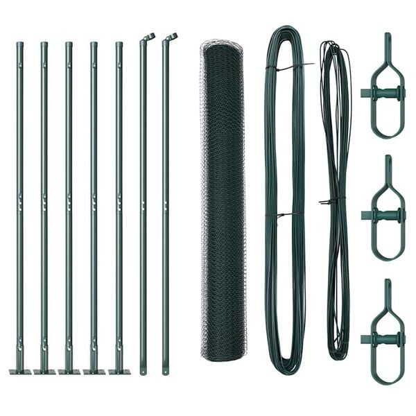 vidaXL Plotov&yacute; sloupek. Zelen&aacute; 10 x 1 m (13 mm pletivo) Ocel a PVC