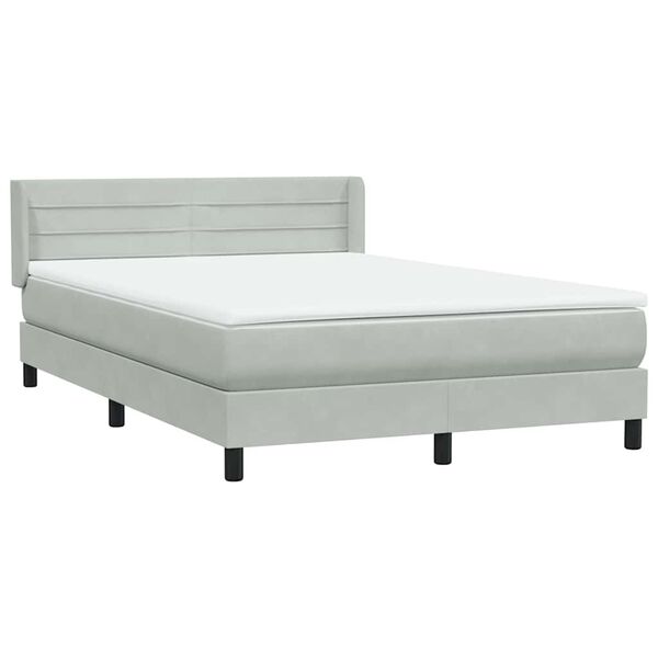 vidaXL Box spring postel s matrací světle šedá 160x210 cm samet