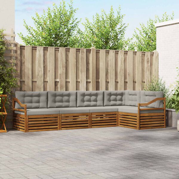 vidaXL Venkovn&iacute; pohovkov&aacute; souprava 5 pcs Př&iacute;rodn&iacute; a světle &scaron;ed&aacute;