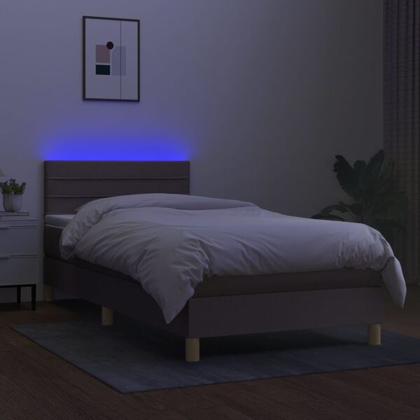 vidaXL Box spring postel s matrac&iacute; a LED taupe 100x200 cm textil