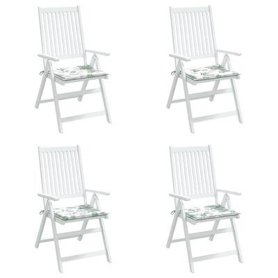 vidaXL Podušky na židli 4 ks vzor listů 50 x 50 x 3 cm textil