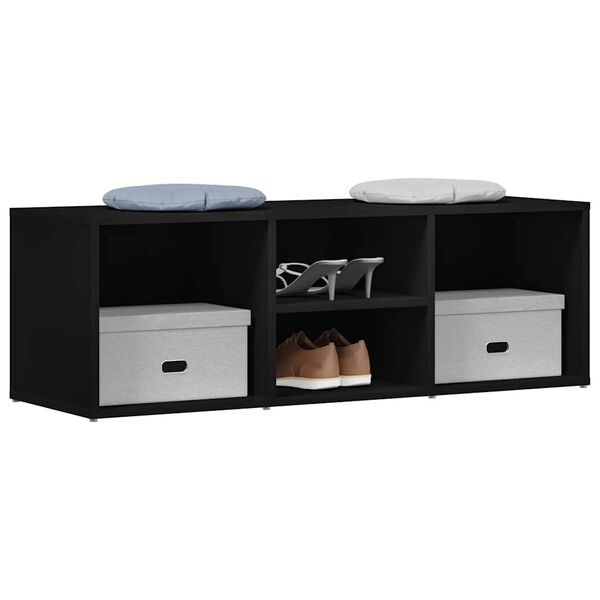 vidaXL Botn&iacute;kov&aacute; lavice čern&aacute; 105 x 35 x 35 cm kompozitn&iacute; dřevo