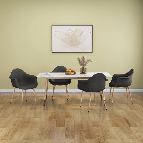 vidaXL J&iacute;deln&iacute; židle 4 ks tmavě &scaron;ed&eacute; textil