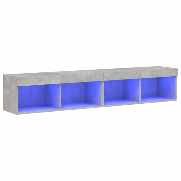 vidaXL TV skř&iacute;ňky s LED osvětlen&iacute;m 2 ks betonově &scaron;ed&eacute; 80 x 30 x 30 cm