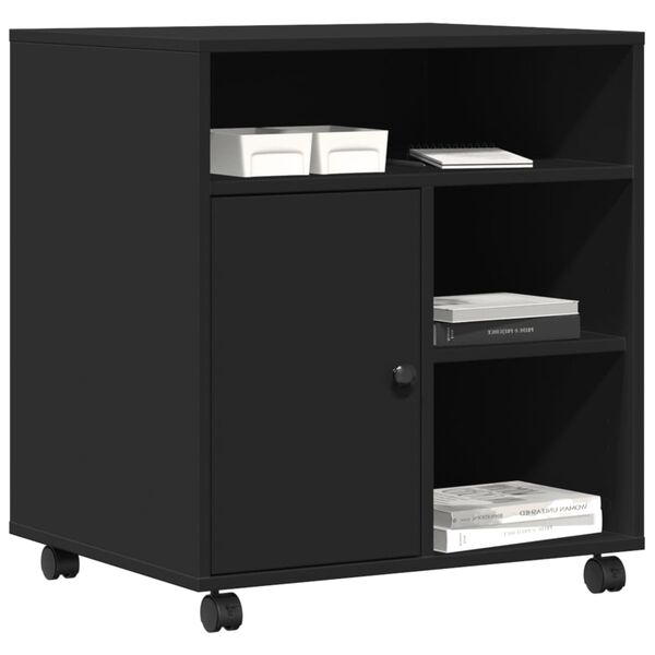 vidaXL Stojan na tiskárnu na kolečkách černý 60 x 50 x 67 cm