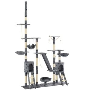 vidaXL &Scaron;krabadlo pro kočky sisalov&eacute; sloupky 230-250 cm &scaron;ed&eacute; s tlapkami