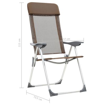 vidaXL Skládací kempingové židle 4 ks hnědé hliníkové