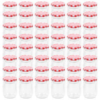 vidaXL Zavařovací sklenice s bíločervenými víčky 48 ks 230 ml