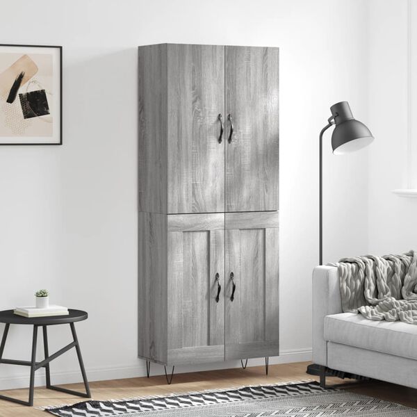vidaXL Skř&iacute;ň highboard &scaron;ed&aacute; sonoma 69,5 x 34 x 180 cm kompozitn&iacute; dřevo