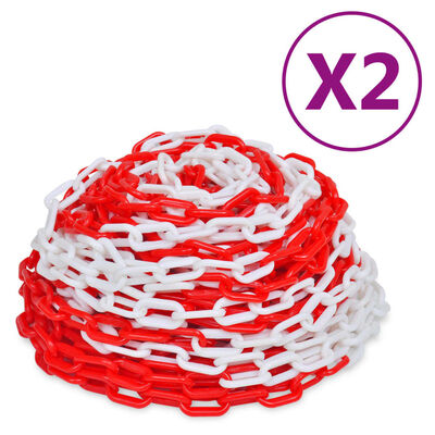 vidaXL Výstražné řetězy 2 ks červeno-bílé plast 30 m