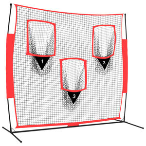 vidaXL Přenosn&aacute; baseballov&aacute; s&iacute;ť čern&aacute;/červen&aacute; 183x105x183 cm polyester