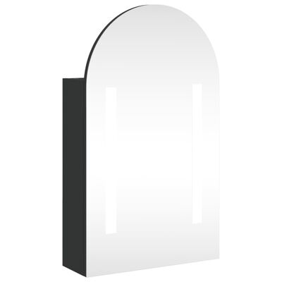 vidaXL Koupelnová zrcadlová skříňka s LED klenutá černá 42x13x70 cm