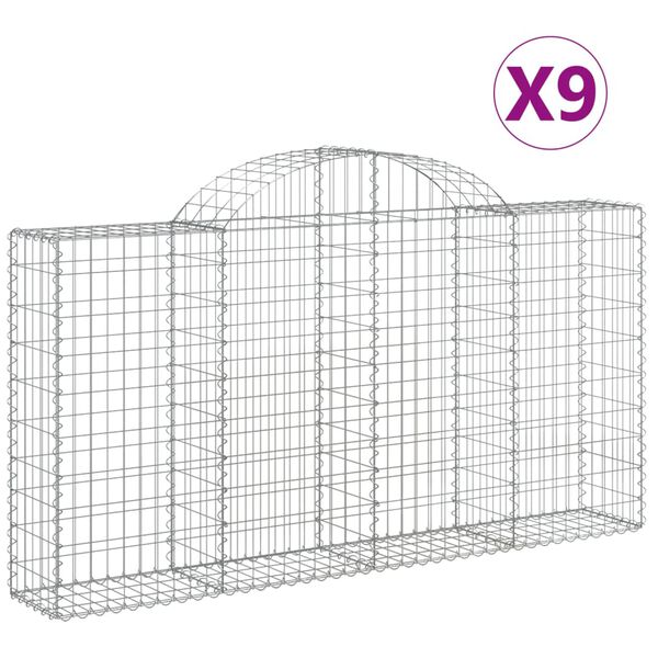 vidaXL Klenut&eacute; gabionov&eacute; ko&scaron;e 9 ks 200x30x100/120cm pozinkovan&eacute; železo