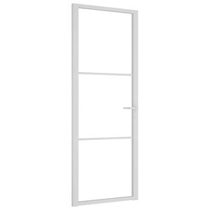 vidaXL Interi&eacute;rov&eacute; dveře 76 x 201,5 cm b&iacute;l&eacute; ESG sklo a hlin&iacute;k