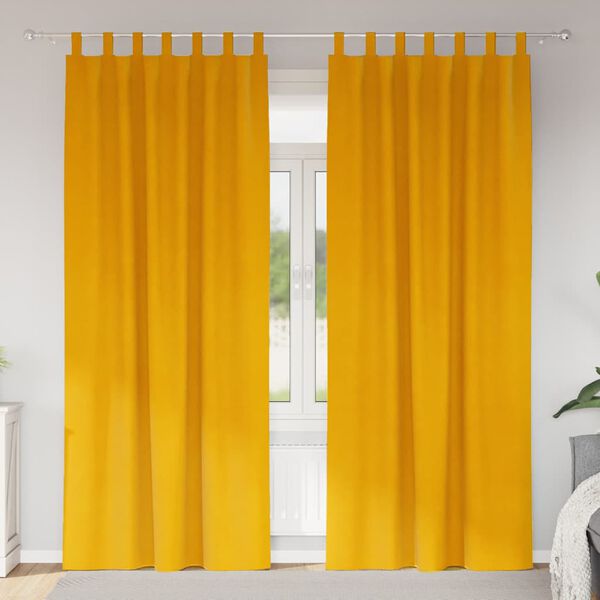 vidaXL Zatemňovac&iacute; z&aacute;věsy 2 pcs Hořčicově žlut&aacute; 140 x 260 cm samet