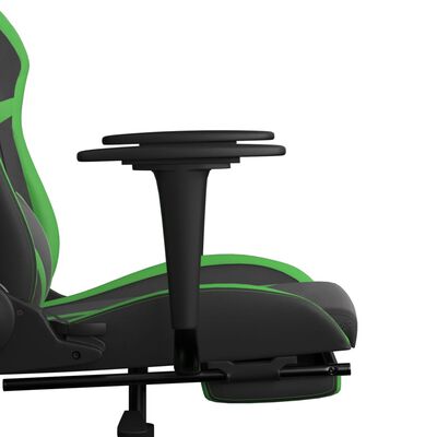 vidaXL Masážní herní židle s podnožkou černá a zelená umělá kůže