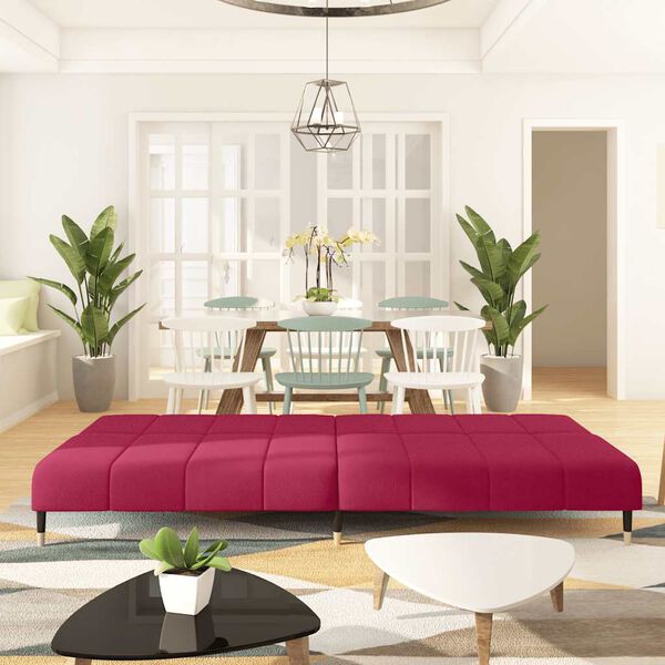 vidaXL 2místná rozkládací pohovka vínová samet