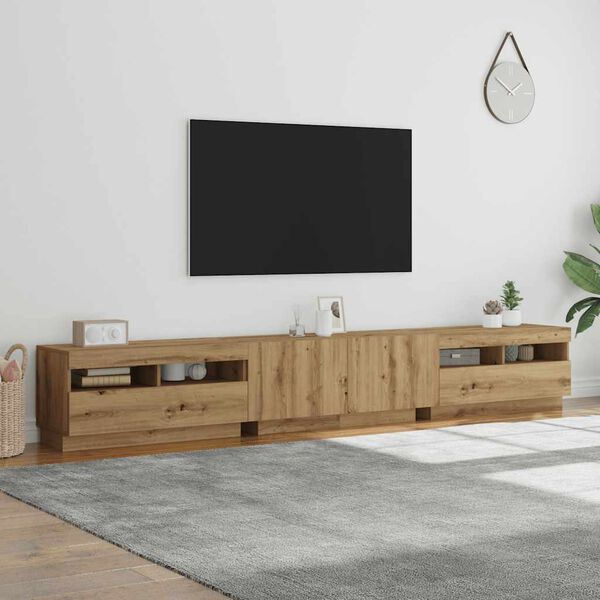 vidaXL TV stolek s LED dub artisan 260x35x40 cm kompozitn&iacute; dřevo