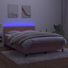 vidaXL Box spring postel s matrac&iacute; a LED růžov&aacute; 140x190 cm samet