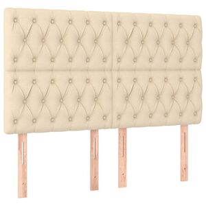 vidaXL Čelo postele kr&eacute;mov&eacute; 144x7x118/128 cm l&aacute;tkov&eacute;