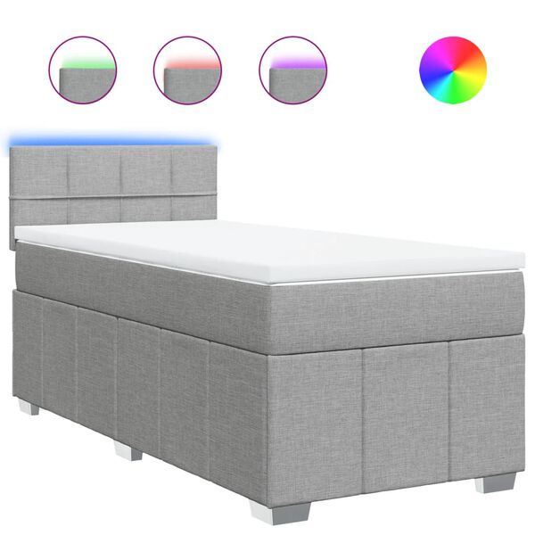 vidaXL Box spring postel s matrac&iacute; světle &scaron;ed&aacute; 90x200 cm textil