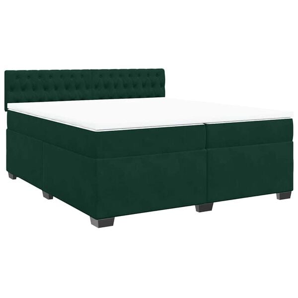 vidaXL Box spring postel s matrac&iacute; tmavě zelen&aacute; 200x200 cm samet