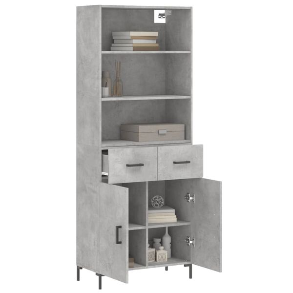 vidaXL Skř&iacute;ň highboard betonově &scaron;ed&aacute; 69,5x34x180 cm kompozitn&iacute; dřevo