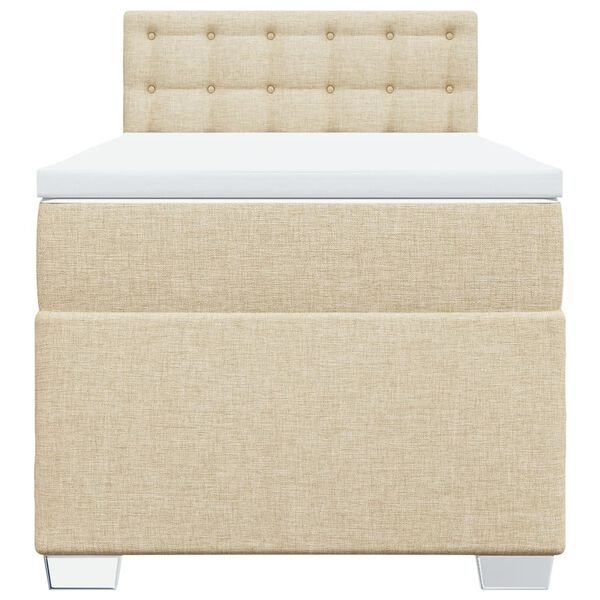 vidaXL Box spring postel s matrac&iacute; kr&eacute;mov&aacute; 90x200 cm textil