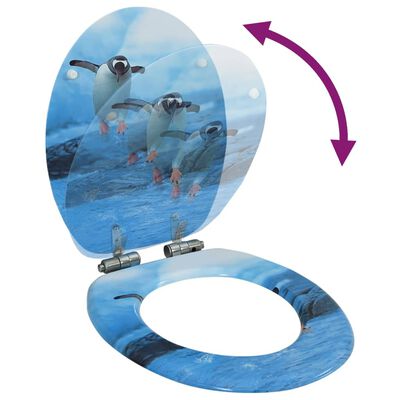 vidaXL WC sedátko s funkcí pomalého sklápění MDF motiv tučňáků
