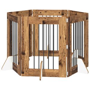vidaXL Z&aacute;brana pro psy se stojany 6 pcs Star&eacute; dřevo 60 x 80 cm