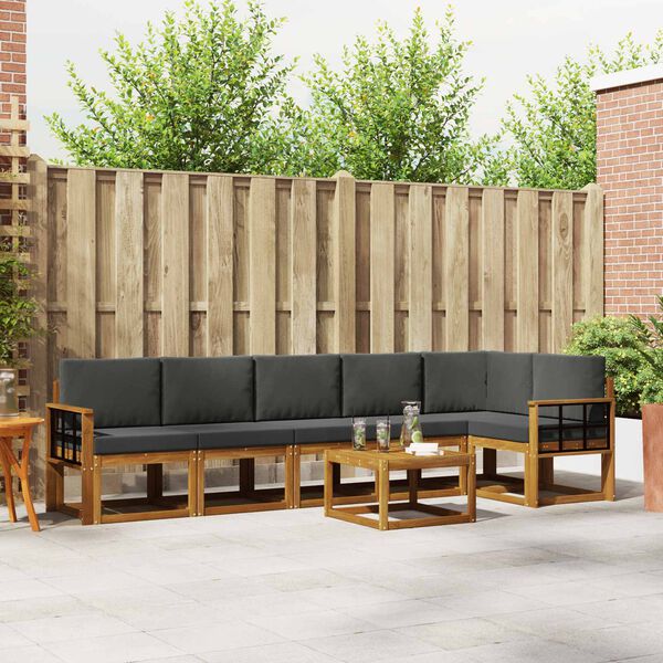 vidaXL Venkovn&iacute; pohovkov&aacute; souprava 7 pcs Přirozen&aacute; a Anthracitov&aacute;