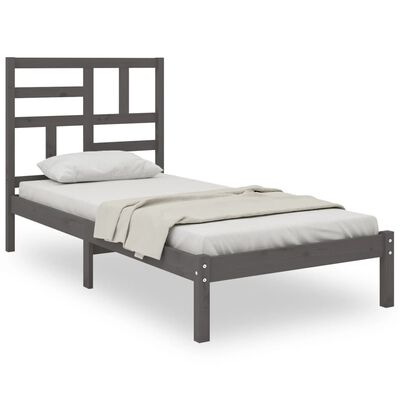 vidaXL Rám postele šedý masivní dřevo 90 x 200 cm