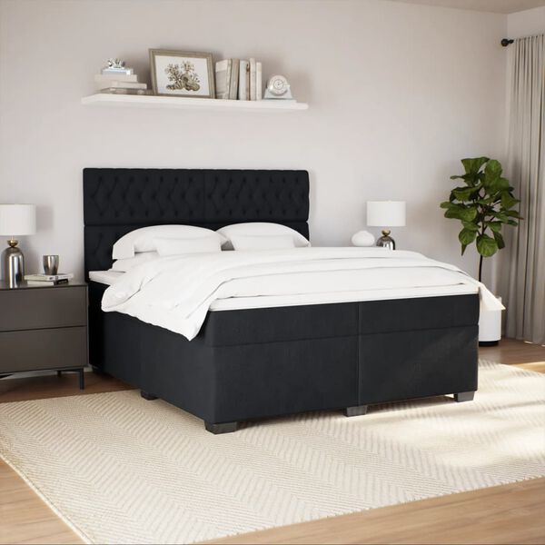 vidaXL Box spring postel s matrac&iacute; čern&aacute; 200x200 cm samet