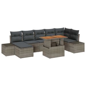 vidaXL Sada zahradn&iacute;ch pohovek s &uacute;loži&scaron;těm 8 pcs &Scaron;ed&aacute; Poly ratan