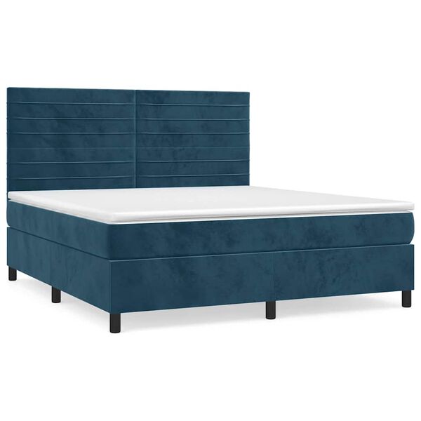 vidaXL Box spring postel s matrac&iacute; tmavě modr&aacute; 160x200 cm samet
