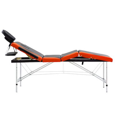 vidaXL Skládací masážní stůl se 4 zónami hliník černo-oranžový