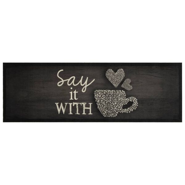 vidaXL Kuchyňsk&yacute; koberec omyvateln&yacute; &Scaron;&aacute;lek čern&yacute; 60 x 180 cm samet