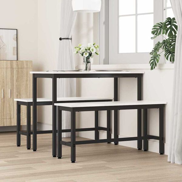 vidaXL J&iacute;deln&iacute; lavička B&iacute;l&aacute; 100 x 32,5 x 49 cm