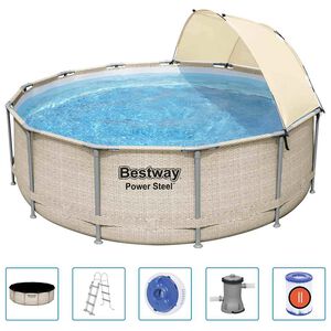 Bestway Baz&eacute;n Power Steel s př&iacute;slu&scaron;enstv&iacute;m a stř&iacute;&scaron;kou 396 x 107 cm