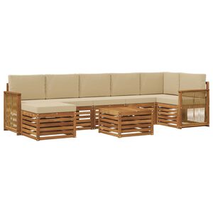 vidaXL Venkovn&iacute; pohovkov&aacute; souprava s pol&scaron;t&aacute;řem 7 pcs Př&iacute;rodn&iacute;