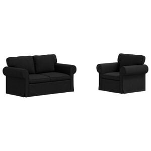 vidaXL Set pohovek 2 pcs Čern&aacute; 155 x 82 x 80 cm textil